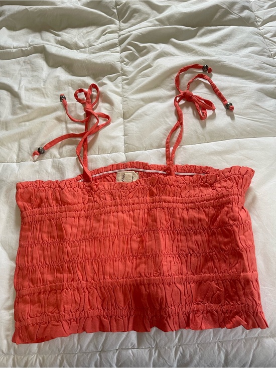 Elan Tops - Elan Coral Smocked Cami with Tie Straps